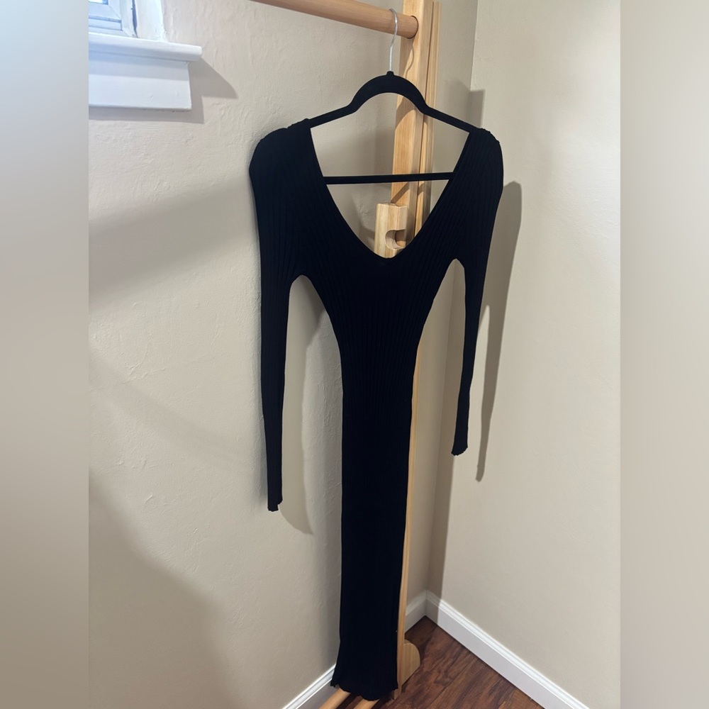 Fashion Nova Black Body-con Long Sleeve Dress